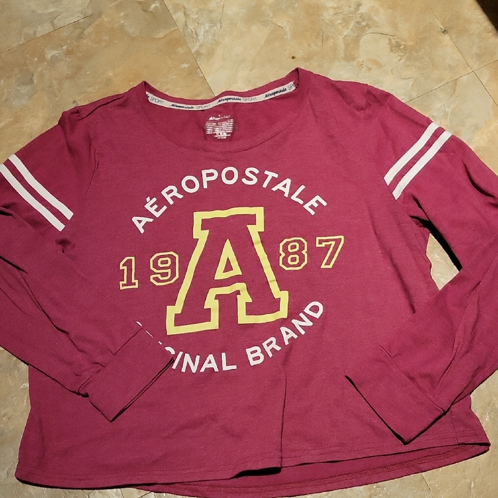 Aeropostale Womens Burgundy Long Sleeve Logo